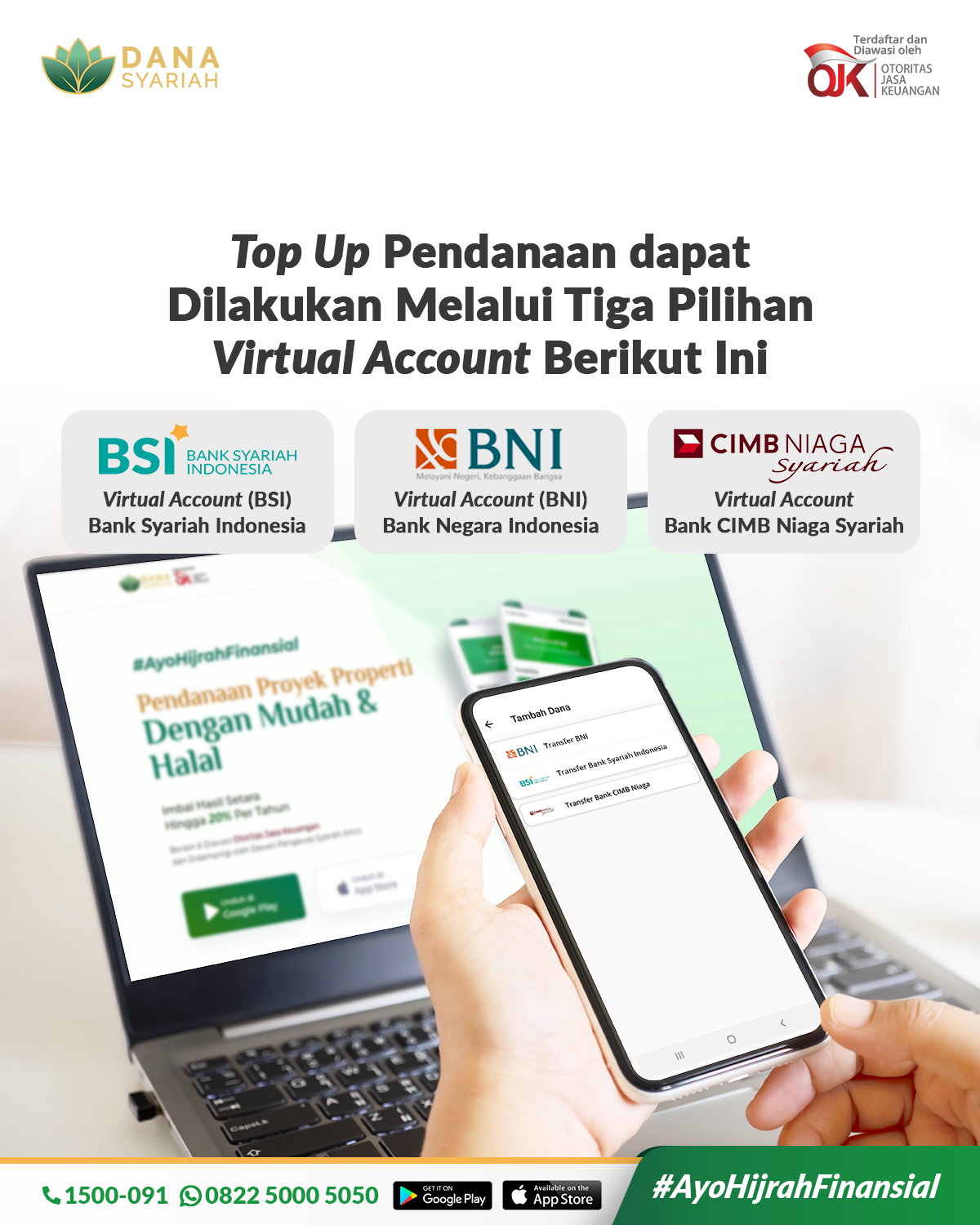 Dana Syariah Kini tersedia pilihan Top Up melalui Tiga Pilihan Virtual Account!